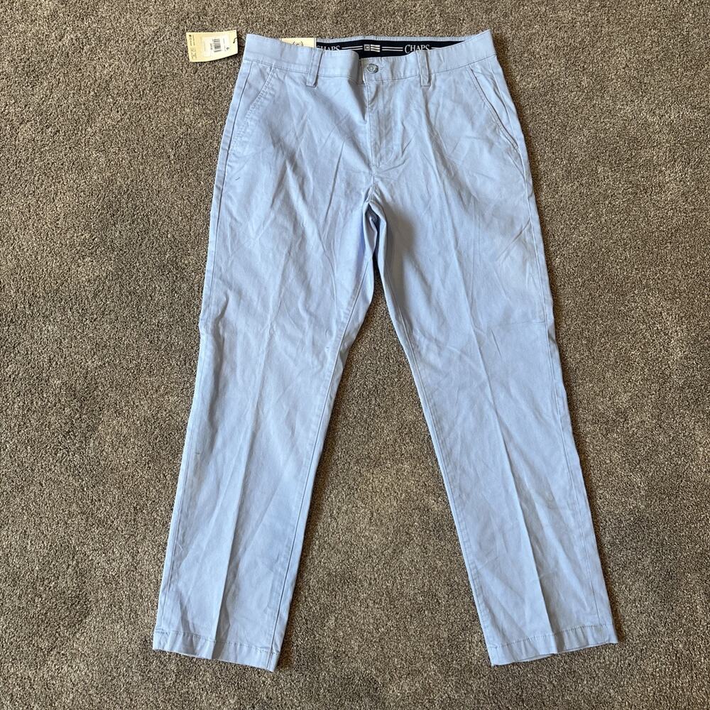 Chaps Men's Comfort Stretch Straight Fit Light Blue 34x30 Chino Pants NWT